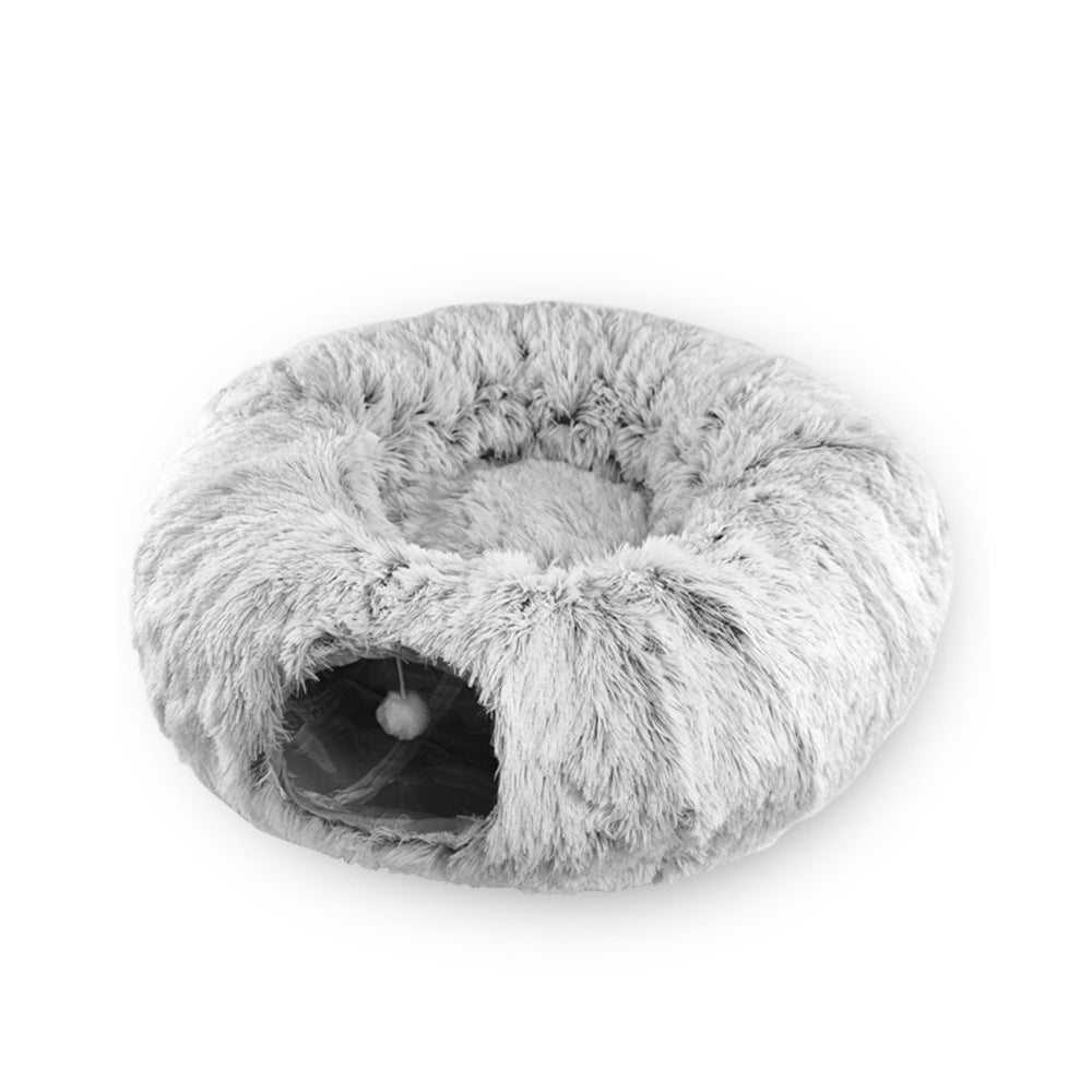 2 in 1 Warm Plush Donut Cat Tunnel/Bed